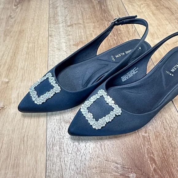 Anne Klein Black Heels with Crystal Embellishments - Picture 2 of 16